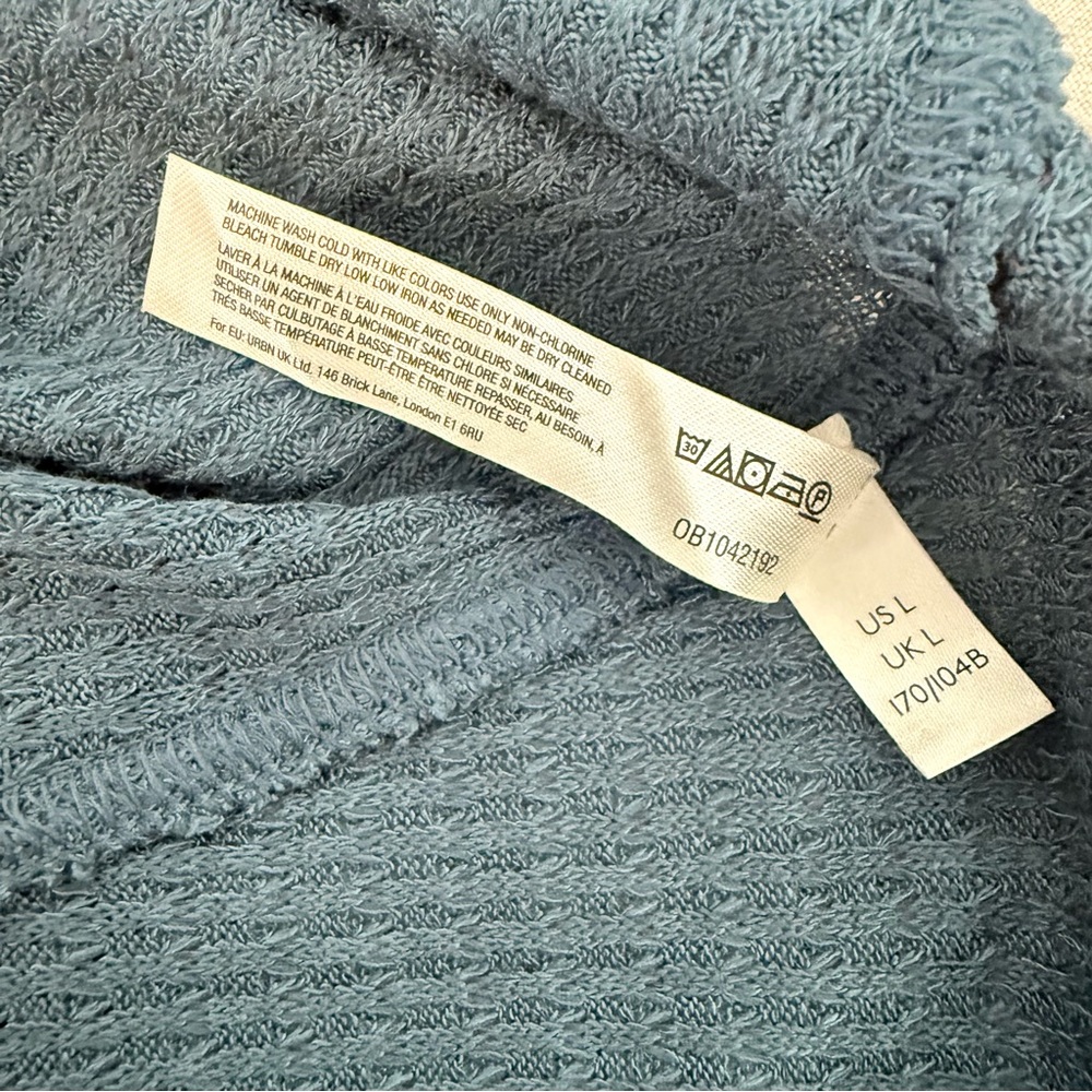 Free People NWT One Of The Girls Thermal Henley in Turquoise Sz L - Picture 7 of 7